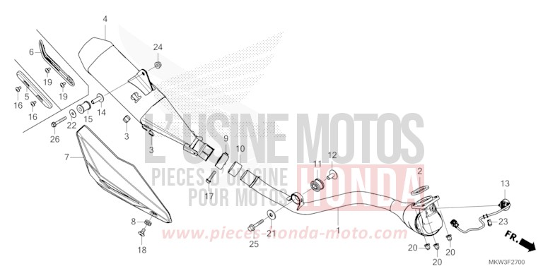 SILENCIEUX D'ECHAPPEMENT de NC750X "Méca" MAT BALLISTIC BLACK METALLIC (NHA86) de 2023